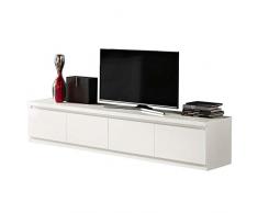 MF Mobile Porta TV Roma Bianco Laccato Lucido 4 ante - Made in Italy, 220 x 50 x h45 cm