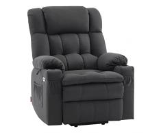 M MCombo Poltrona relax elettrica 7546 con 3 motori, regolabile separatamente, posizione sdraiata fino a 165°, poltrona TV con USB, per anziani soggiorno (microfibra grigio scuro)