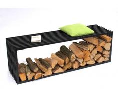 Panca Porta Legna da Camino D-Stil 150 cm Scaffale da Camino Cesto Legno Porta Legna da Camino