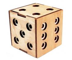 LOGICA GIOCHI Art. Scrigno Dado Enigmatico - Rompicapo in Legno - Scatola Segreta - Difficoltà 5/6 Incredibile - Serie Leonardo da Vinci