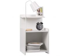 WOLTU TS102ws Comodino Bianco Camera da Letto Design Moderno Tavolino Basso da Caffè per Salotto Portaoggetti Scaffale Piccolo a 3 Ripiani