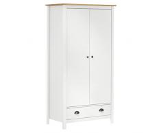 Homgoday Armadio a 2 Ante Hill Bianco 89x50x170cm in Legno di Pino, Armadietti Salvaspazio Mobiletto, Mobile Cucina Mobile Soggiorno Mobiletto Cucina Credenza Cucina Soggiorno Credenza