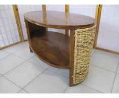 fantasie d oriente Tavolo TAVOLINO Vimini in BANANO E Rattan Mogano TAVOLINO caffè Tavolo Salotto CM 100X55X50 H