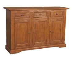 Biscottini Credenza cucina Made in Italy in legno massello - Credenza soggiorno 156x45x103 cm - Mobile cucina dispensa in Tiglio - Credenza bianca