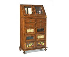 Lo Scrigno Arredamenti, Dispensa Da Cucina 10 Cassetti 2 Porte Ribalta Tinta Noce Con Fiori W243/N