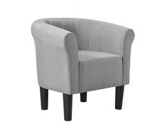 [en.casa] Poltrona (AxLaxP) 70x70x58 cm Poltroncina a Conchiglia Struttura Imbottita, Rivestimento in Tessuto - Grigio