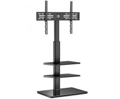 FITUEYES Supporto Girevole per TV da 32 a 60 pollici Mobile Porta TV LCD LED con 3 Ripiani - Girevole di 70 Gradi - Regolabile in Altezza - Max VESA 600x400 mm - Portata Max 30kg - Gestione dei Cavi