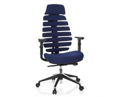 HJH Office 714550 Sedia da Ufficio Girevole ERGO LINE II PRO Tessuto Blu, braccioli, poggiatesta, ergonomici Schienale