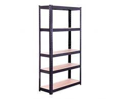 Scaffalature PER Garage - 150 x 75 x 30cm - Scaffalature per Carichi Pesanti - Scaffali di Stoccaggio - 5 Scaffalature -Nero - 5 Ripiani - 875KG di Capacità (175KG Per Ripiano) - Workshop, Ufficio