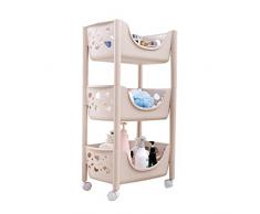 ASDAD Mensola da Bagno Popolare Scaffale 3 Livelli Scaffale Khaki Collazione Cesto Quadrato Scaffale Plastica con Puleggia Tipo Pavimento Cucina Impilabile Scaffale Verdure Scaffale Piatto Bagno