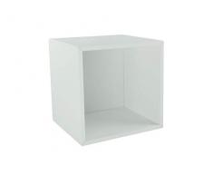 Mobiletto in legno, mensola, scaffale a muro, libreria, pensile portaoggetti, comodino, mobile, cubo, organizzatore spazio per camera, soggiorno, bagno, cucina e ufficio. 365x365x330 mm (Bianco)