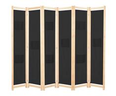 Tidyard Paravento Divisorio Pieghevole 3/5/6 Pannelli in Tessuto Grigio/Nero,Divisorio Interno,Divisorio,Paravento Legno,Separè per Interni,Paravento Separé,Separe Divisorio Interno