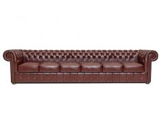 Divano Chesterfield 6 Posti - 100% Pelle bovina - Class Cloudy Rosso - Chesterfield Originale Fatto a mano di alta qualità - The Chesterfield Brand - larghezza 350 cm