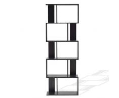 Rebecca Mobili Scaffale Ufficio, Libreria Nera con 5 Ripiani, Design Contemporaneo, Arredo Sala Casa - Misure: 169 x 60 x 24 cm (HxLxP) - Art. RE4786