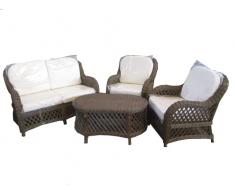 fantasie d oriente Salotto in Vimini Rattan Noce CM 127X75X85 H poltrone CM 69X75X85 H Tavolo CM 100X50X47 H Non Sintetico per Esterno ed Interno