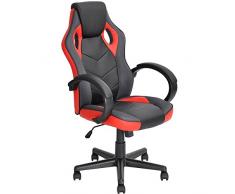 BAKAJI Sedia Gaming Poltrona da Ufficio Direzionale Ruote Girevole Sportiva Racer Direzionale Office Racing Presidenziale Casa Studio Sedia Da Scrivania Uffici Altezza Regolabile (Rosso)