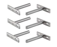 MWOOT 6 Pezzi Supporto per Mensola a Scomparsa,3 Pollici Scaffale Nascosto Supporto Flottante Staffe,Staffe Supporto Mensola Invisibile Galleggiante in Acciaio per Mensola Parete Montato