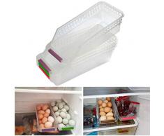 OFNMY 4 pezzi portaoggetti per alimenti con maniglia ideale per frigorifero, cucina, dispensa, frigorifero (30 * 13 * 8.5 cm)