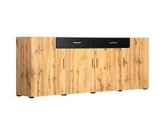fangqi Credenza da cucina, cassettiera con 4 ante, 2 cassetti, mobile TV, supporto per console; libreria, 208 x 39,5 x 80 cm