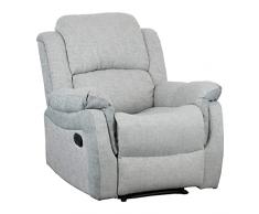 Totò Piccinni Poltrona DAKOTA Reclinabile Imbottita con Braccioli e Poggiapiedi (Grigio Melange, Poltrona)