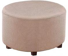 ZZDXW Copri Pouf Rotondo Elasticizzato Fodera per Ottomana Copertura Ottomana Rivestimento Ottomano Pouf Rotondo Copertura per Poggiapiedi (Color : A, Size : 45-50CM)