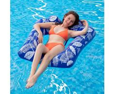 MiiDD Materassino Amaca Galleggiante con Rete,Materasso Acqua per Piscina,Letto Singolo Gonfiabile ad Acqua,Materassino con Rete Lettino Gonfiabile.Poltrona Lounge ad Acqua