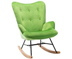 CLP Sedia A Dondolo Sanka in Velluto I Poltrona Relax Trapuntata e Imbottita I Schienale Alto E Braccioli I Stile Chesterfield, Colore:Verde