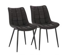 WOLTU Sedie da Pranzo con Schienale Senza Braccioli Sgabello in Ecopelle per Cucina Antracite BH207an-2
