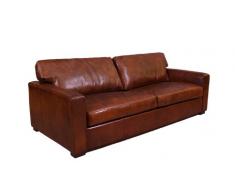 Divano letto Durban 3 posti vintage in pelle Cigar (marrone scuro) in vera pelle