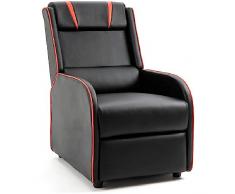 Mingone Poltrona Relax Reclinabile Manuale Poltrona TV con Funzione Reclinabile Poltrona Cinema Ecopelle Poltrona Lettura (89,5 x 55 x 107 cm, Nero Rosso)