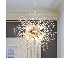 LynPon Lampadario Oro Camera da Letto Moderno Sputnik Fuochi Dartificio Lampada a Sospensione per Sala da Pranzo (8 Luci, Diametro 15,7)