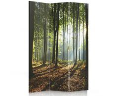Feeby Frames Il paravento Stampato su Telo,Il divisorio Decorativo per Locali, unilaterale, a 3 Parti (110x180 cm), Bosco, Albero, Paesaggio, Natura, Verde