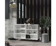 Gecheer Credenza/Libreria Bianco Lucido, Armadio Porta CD Scaffale Porta CD, Mobili Scaffale da Terra, Libreria per Soggiorno, 103,5x35x70 cm in Truciolato