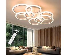 Narwhal Plafoniera LED Soffitto Dimmerabile Anello Design Moderna Lampadari, Lampade a Sospensione e Plafoniere Bianco per Soggiorno Camera da letto Cucina Commerciali Lampadario con Telecomando