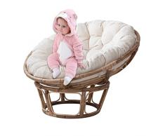 TDHLW Rotondo Poltrona Papasan Cuscino Morbido Rimovibile Appeso Egg Chair Pad Poltrona Rotonda in Rattan Girevole Cuscino da Pavimento per Esterni, per Interni Ed Esterni,Bianca,120 * 120cm