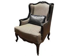 Casa Padrino poltrona a orecchioni barocco di lusso oro/nero 78 x 80 x A. 108 cm - Poltrona da soggiorno nobile in stile barocco - Mobile da soggiorno barocco