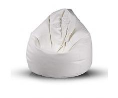 Bepouf - Pouf a Sacco Morbido in Ecopelle con Imbottitura in Palline di Polistirolo, Poltrona a Sacco Adatta per Camera e Salotto - Dimensione Media 110x70, Colore Bianco