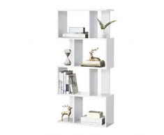 [en.casa] Libreria a Ripiani (AxLaxP) 130x60x24 cm Scaffale Portaoggetti su 4 Livelli Piani di Appoggio per Libri/CD/Dvd - Bianco