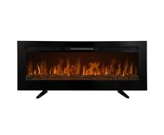 Camino Elettrico da Incasso o Indipendente, 12 Colori di Fiamma Variabili e Luminosità Regolabile con Telecomando Sassolini e Cristalli e Effetto Tronchi 950W 1850W 15-35 Gradi - 50 Pollici