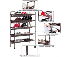 Kealive Scarpiera, Portascarpe Salvaspazio in Metallo a 5 Ripiani Regolabili, Moderna Design Salvaspazio, Scaffale Estensibile Impilabile in Piedi Scaffalature Organizer, Marrone