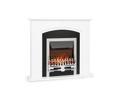 KLARSTEIN Verbier - Caminetto Elettrico, Camino Elettrico, 1000/2000 W, Dimmer, LED-InstaFire, Senza Fuoco e Fumo, Telecomando, Termostato, Timer Settimanale, Rilevamento Finestra Aperta, Bianco