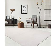 the carpet il tappeto Relax Tappeto moderno a pelo corto, fondo antiscivolo, lavabile fino a 30 gradi, morbidissimo, aspetto pelliccia, crema, 160 x 230 cm
