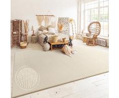 Tappeto Salotto Moderno Soggiorno Pelo Corto Boho Motivo Scandinavo Monocolore, Dimensione:160x220 cm, Colore:Beige