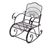 Sedia a Dondolo in Ferro con Braccioli Curvi , Reclinabile, 1 Posto, Stile Antico, per Adulti, Patio, Cortile, Parco, Uso Interno - 104*89*61cm