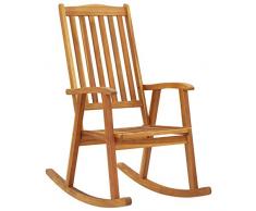 Lechnical Sedia a Dondolo in Legno Massello di Acacia,Poltrona a Dondolo,Sedia a Dondolo da Interno,Sedia a Dondolo Vimini,Arredo Giardino,Giardino Dondolo
