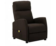 Susany Poltrona Massaggiante Elettrica Relax Reclinabile 6 Punti in Tessuto Marrone con Poggiapiedi 67x86x100 cm,Poltrona Relax Reclinabile,Poltrona da TV,Poltrona da Massaggio,Poltrona per Anziani