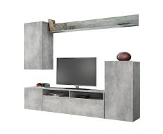Mondo Viro Parete attrezzata Living Bridge moderna da soggiorno effetto cemento cm 210x35 170h