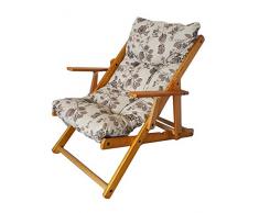 Totò Piccinni Poltrona Sedia Sdraio Harmony Relax in Legno Pieghevole 3 Posizioni (Grigio Floreale)