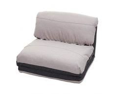 Mendler Poltrona Letto Pouf Relax HWC-E68 trasformabile Tessuto - Grigio Chiaro Grigio