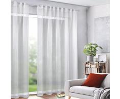 GardinenOutlet Sylvia - Tenda con nastro per tende o passanti nascosti, 245 x 135 cm, colore: Bianco